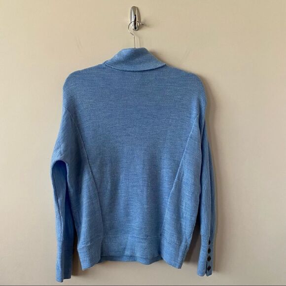 Anthropologie-Moth Robin Eggs Blue Marled Turtleneck Sweater (Size:Small) - Picture 3 of 12